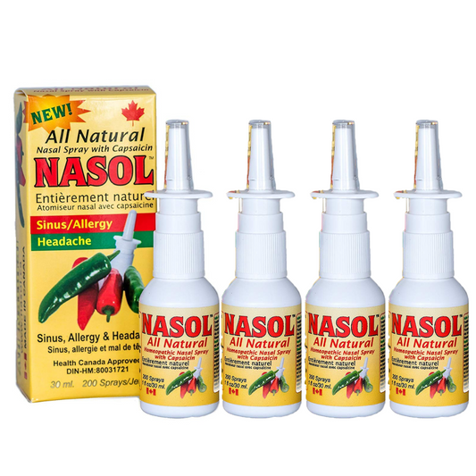 4 Pack - Nasol - All Natural Nasal Spray - NasolRE Canada